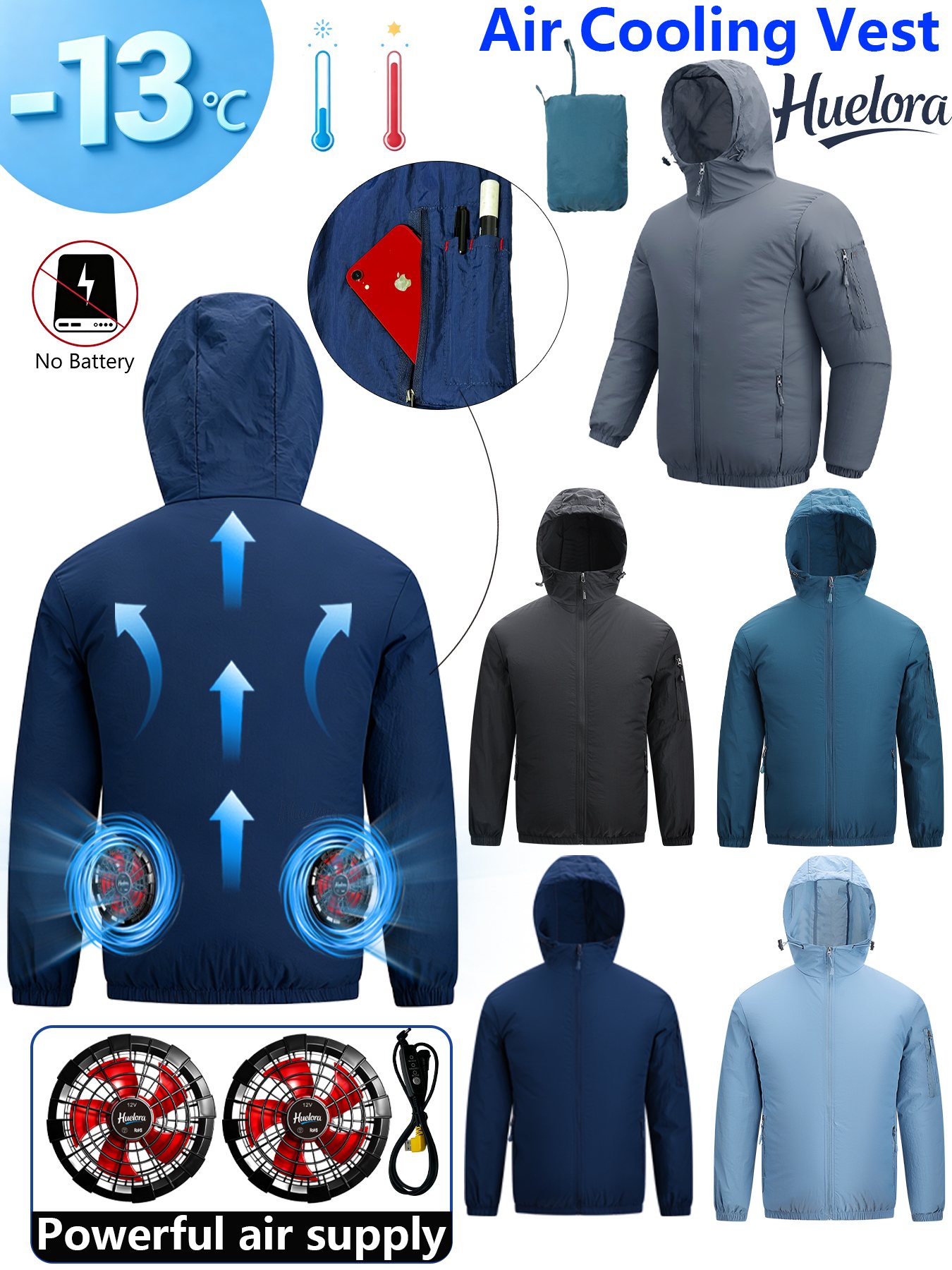 Fishing Hoodie - Мужская куртка с капюшоном и USB-охлаждением,