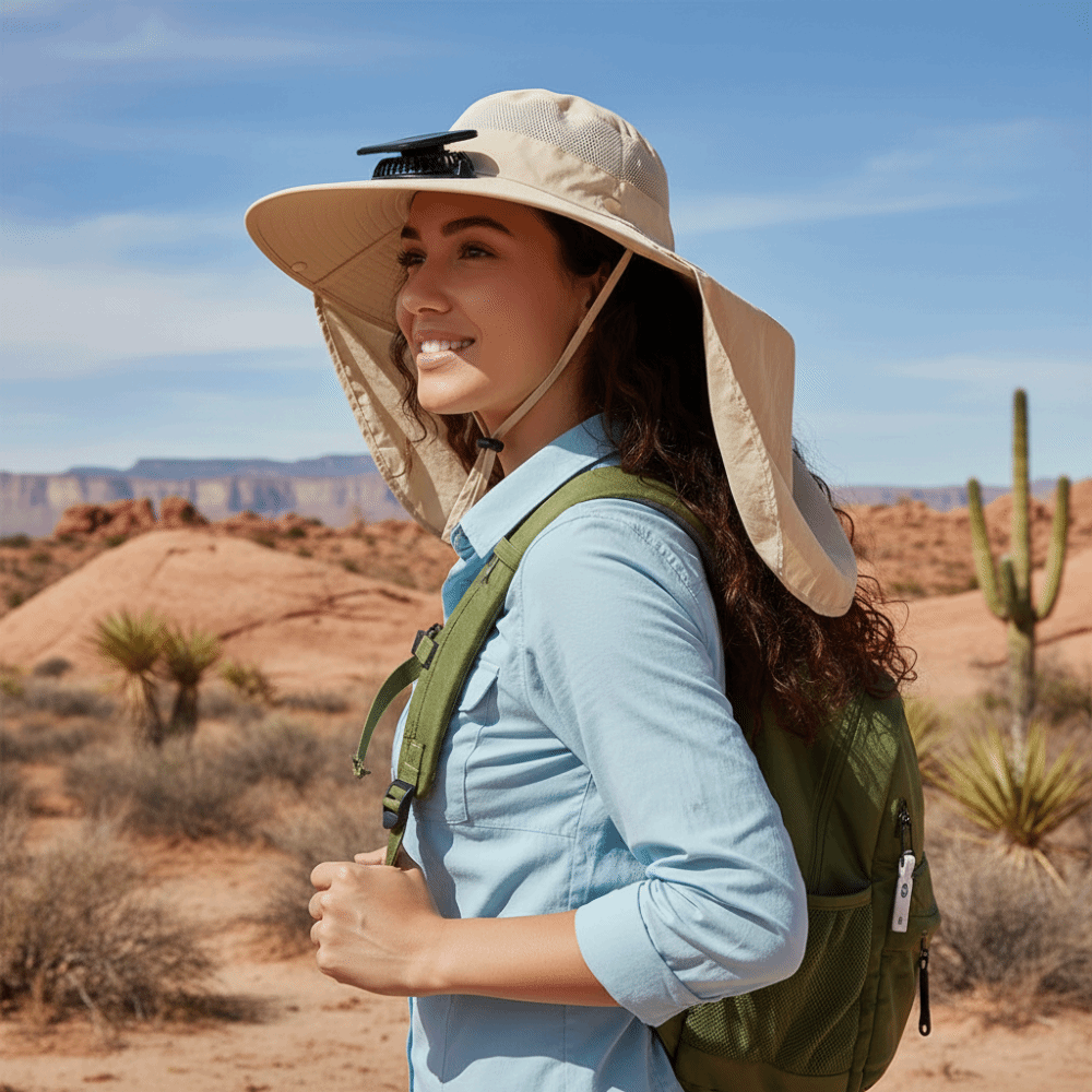 Fishing Hat - Модная шляпа с вентилятором и защитой