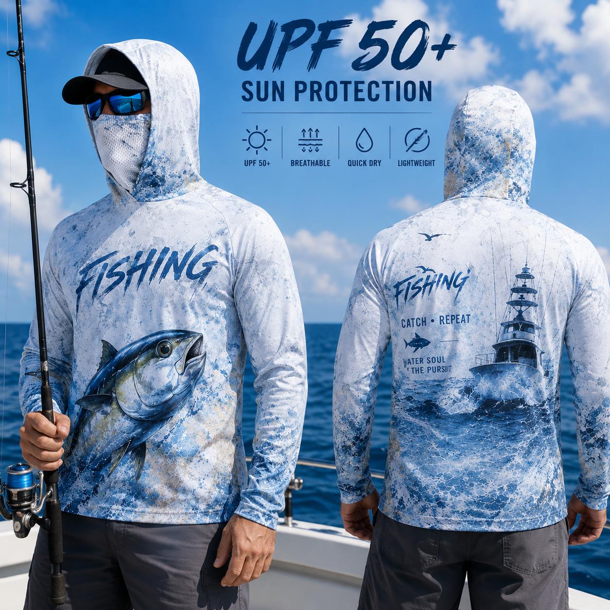 Мужская рыболовная толстовка с – обзор и цена Fishing Mask Sun Protection