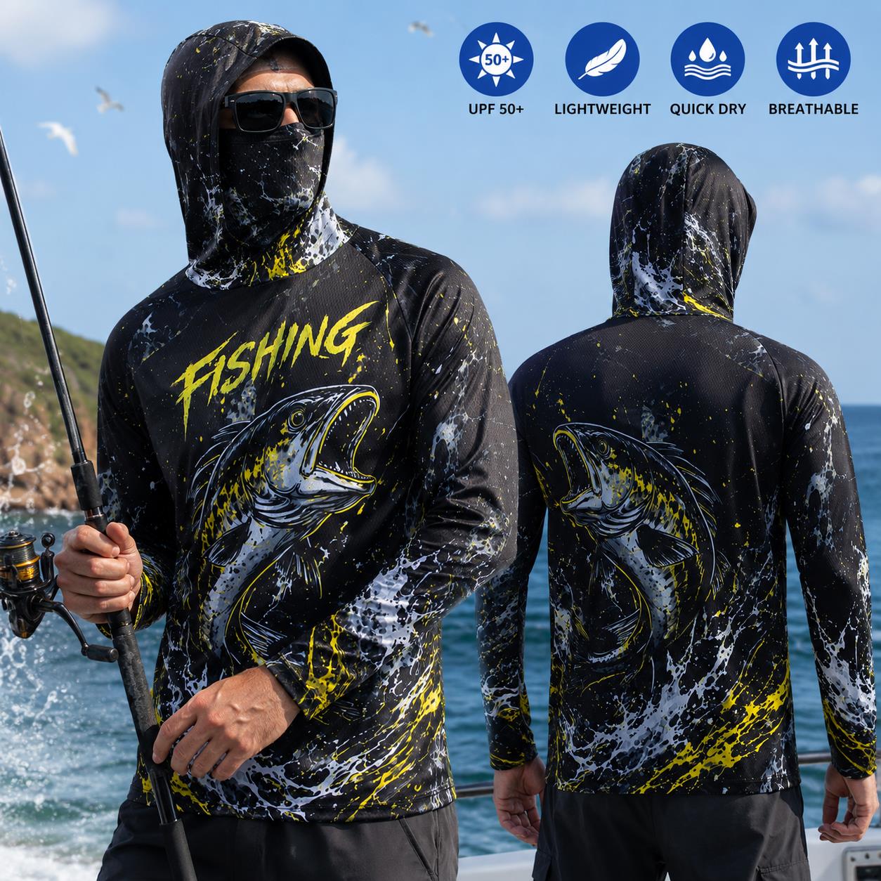 Мужская рыболовная рубашка с к – обзор и цена Fishing Hoodie
